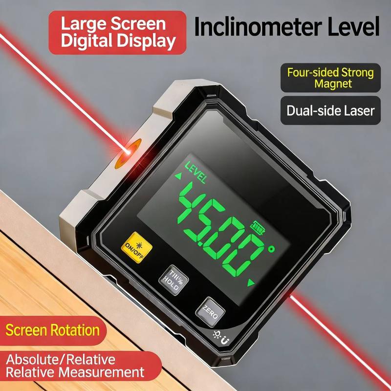 Digitální laserový úhloměr | Čtyřstranný magnet | USB nabíjení | AngleMaster