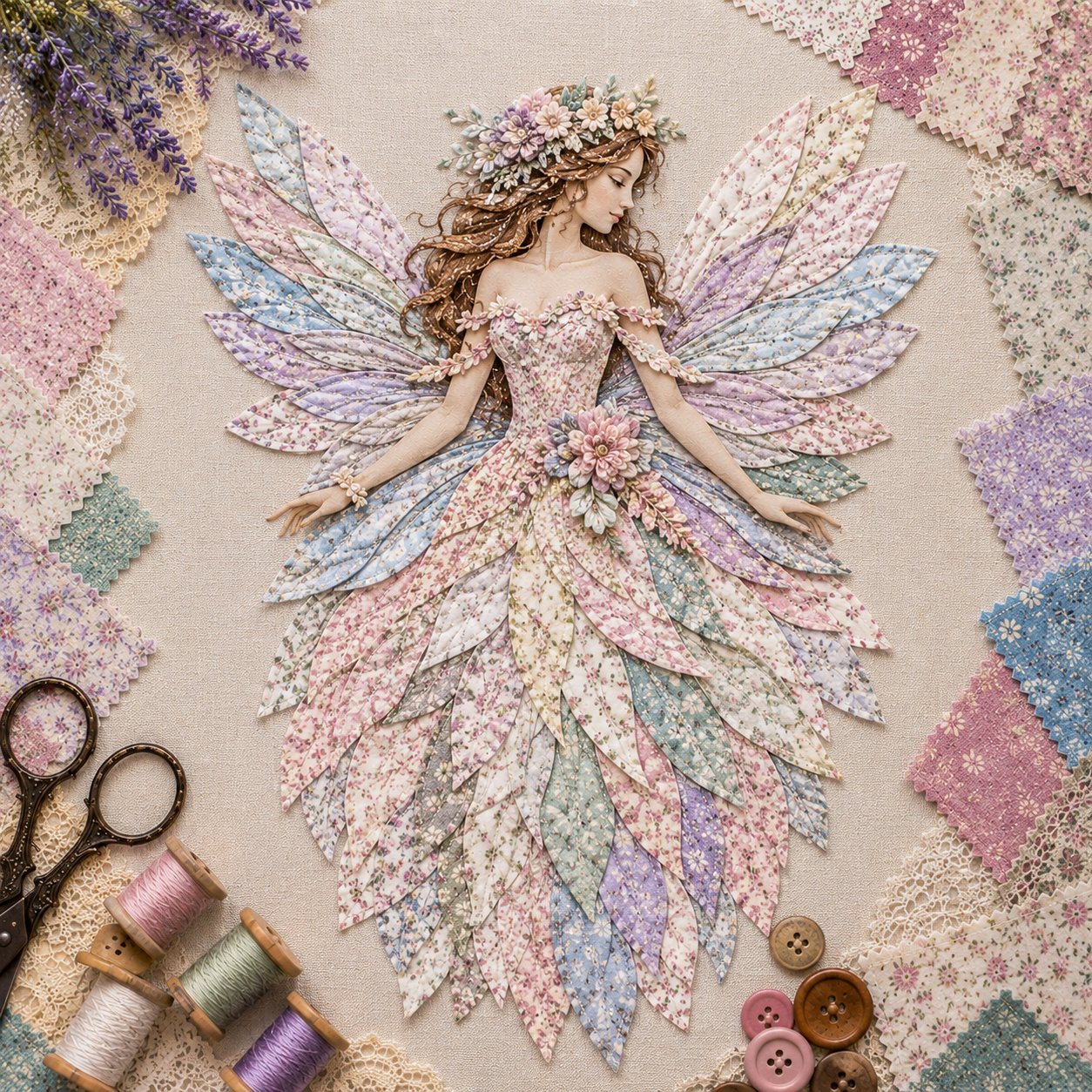 Sada Feen Patchwork DIY | Víla z květinových látek | Začátečnicky přátelská sada pro tvoření | PatchBloom
