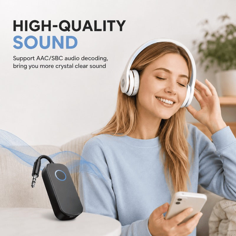 Bluetooth Transmitter und Empfänger 2-in-1 | Kabelloser Audio-Adapter für TV & Kopfhörer | Kompakt mit 200 mAh Akku 5