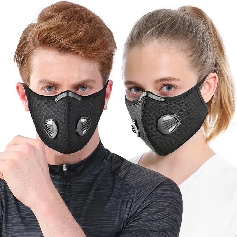 Opakovaně použitelná protiprachová maska | s filtrem s aktivním uhlím a hledím | Prodyšná a lehká | RideMask