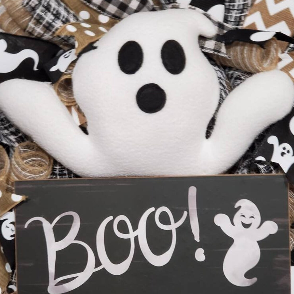 Halloween Türkranz mit Geistermotiv | Wetterfest für Innen & Außen | Mit stabilem Aufhänger für Tür, Wand und Fest-Deko 4