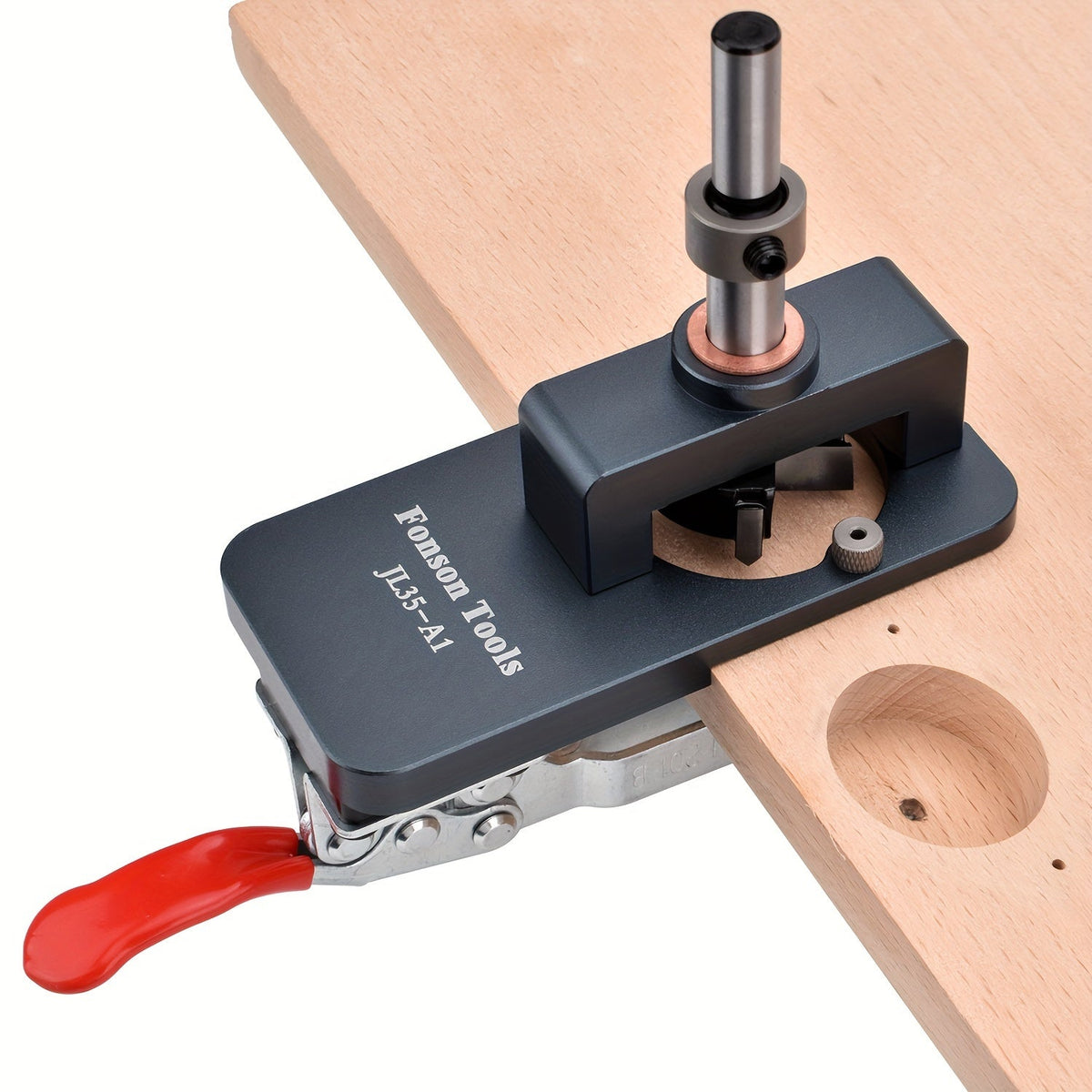 Bohrschablone 35 mm Aluminium | Schnellspann-Mechanismus für Topfscharniere | Inklusive Bohrer und Werkzeugzubehör 1