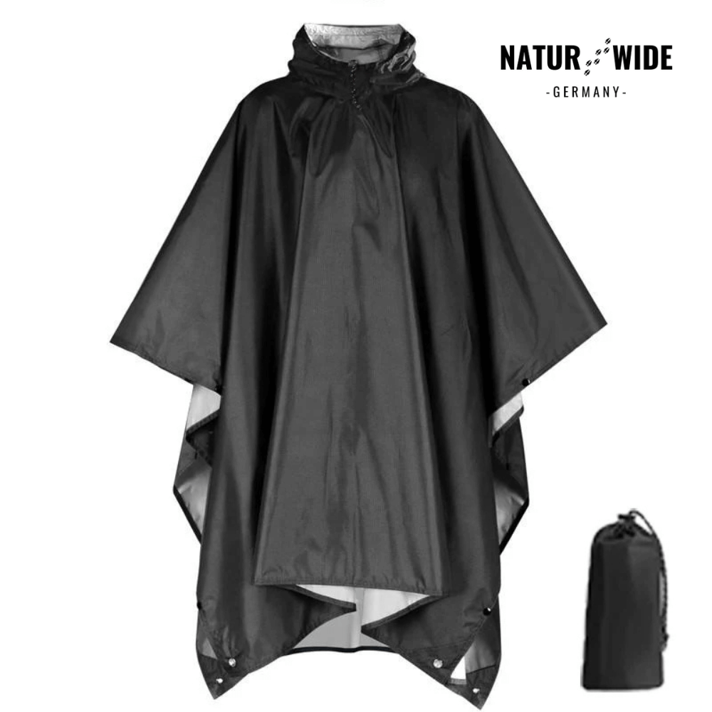 Regenponcho Damen 3 in 1 | Wasserdicht mit Kapuze und Ärmeln | Einheitsgröße in Dunkelblau, Waldgrün oder Schwarz 5