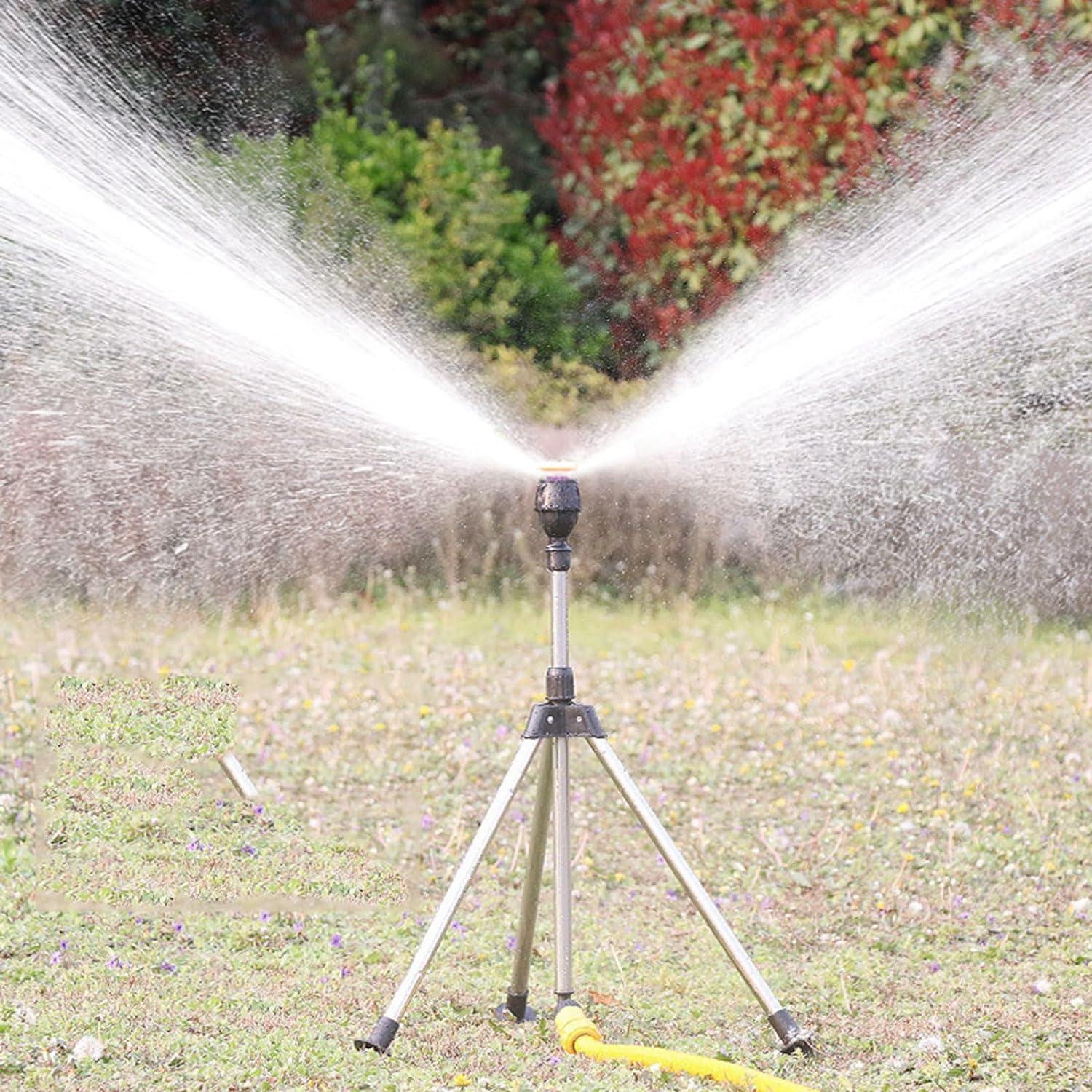 Sprinkler Gartenbewässerungsgerät Edelstahl | 360° Drehbar | Stativ, PP-Düse | Rainpod