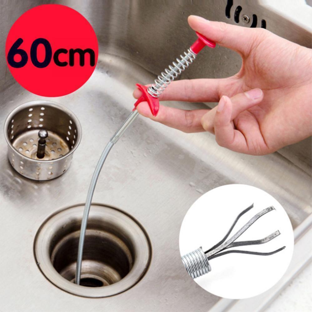 Abfluss-Reinigungshaken Ohne Chemie | Federstahl Rostfrei, 60 cm, Flexibel | Für Küche, Bad & Dusche, Wiederverwendbar 1