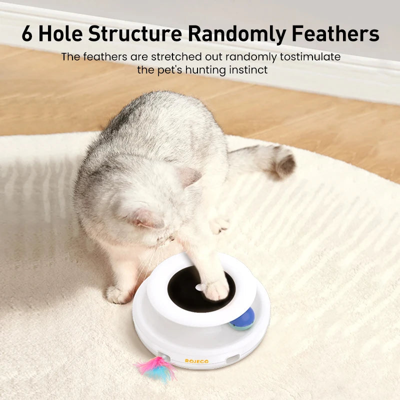 2-in-1-Smart-Katzenspielzeug | Federwedel, Ball & LED | Selbstbeschäftigend | PurrPlay