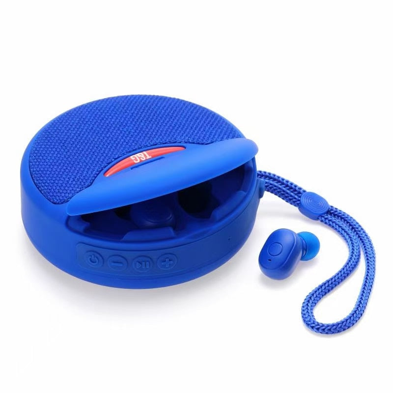 Bluetooth Lautsprecher mit Ohrhörern 2 in 1 | Dual-Power-Subwoofer & Freisprechfunktion | FM-Radio, TF-Karte, AUX-Eingang 8