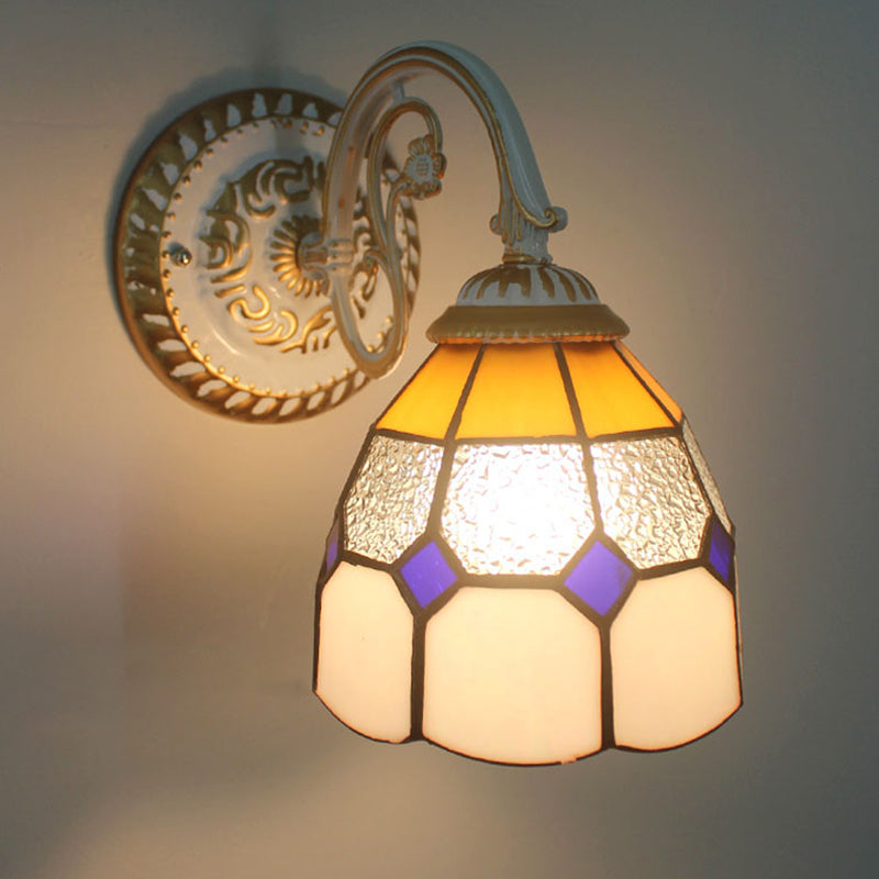 Tiffany Wandlampe Glas | Handgefertigter Blumen-Glasschirm, 1-flammig | Warmes Licht für Wohnzimmer, Flur & Schlafzimmer 1