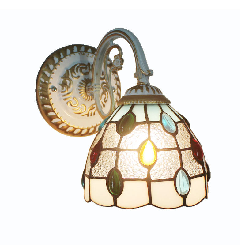 Tiffany Wandlampe Glas | Handgefertigter Blumen-Glasschirm, 1-flammig | Warmes Licht für Wohnzimmer, Flur & Schlafzimmer 2