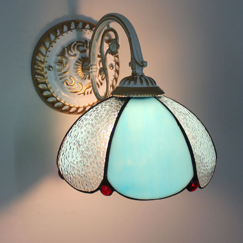 Tiffany Wandlampe Glas | Handgefertigter Blumen-Glasschirm, 1-flammig | Warmes Licht für Wohnzimmer, Flur & Schlafzimmer 7