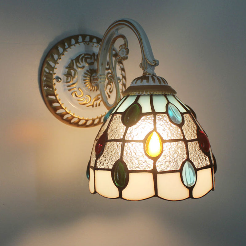 Tiffany Wandlampe Glas | Handgefertigter Blumen-Glasschirm, 1-flammig | Warmes Licht für Wohnzimmer, Flur & Schlafzimmer 11