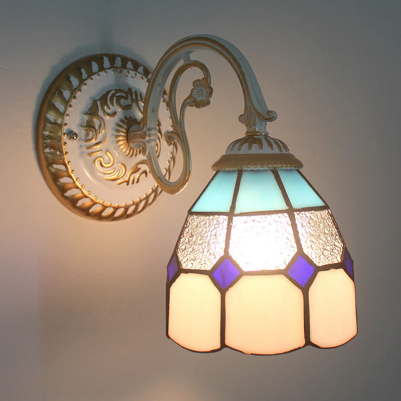 Tiffany Wandlampe Glas | Handgefertigter Blumen-Glasschirm, 1-flammig | Warmes Licht für Wohnzimmer, Flur & Schlafzimmer 5