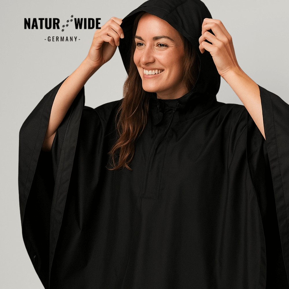 Regenponcho Damen 3 in 1 | Wasserdicht mit Kapuze und Ärmeln | Einheitsgröße in Dunkelblau, Waldgrün oder Schwarz 2