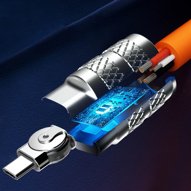 180° Anti-Break Schnelllade-Datenkabel | 120W Schnellladung & 480Mbps Datenübertragung | Geflochtenes Nylon, 20.000 Biegezyklen 2
