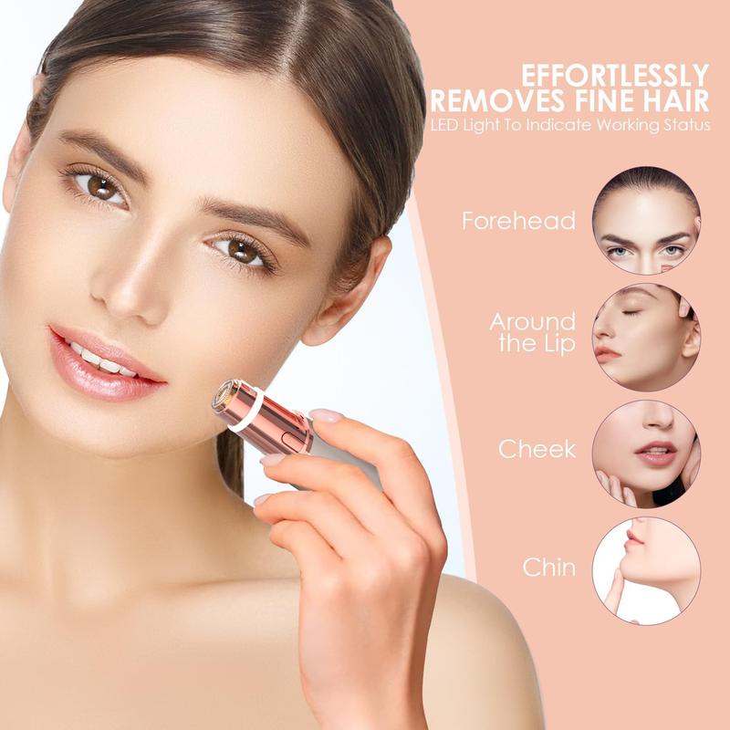 Přenosný odstraňovač chloupků na obličeji | Bezbolestný a omyvatelný | Formát rtěnky | GlowGlide