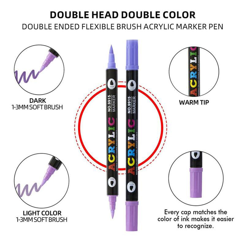 Permanent-Marker Set 24 Stifte (48 Farben) | Haftet auf Holz, Glas, Stoff, Metall | UV-beständig, wasserfest & ungiftig 5