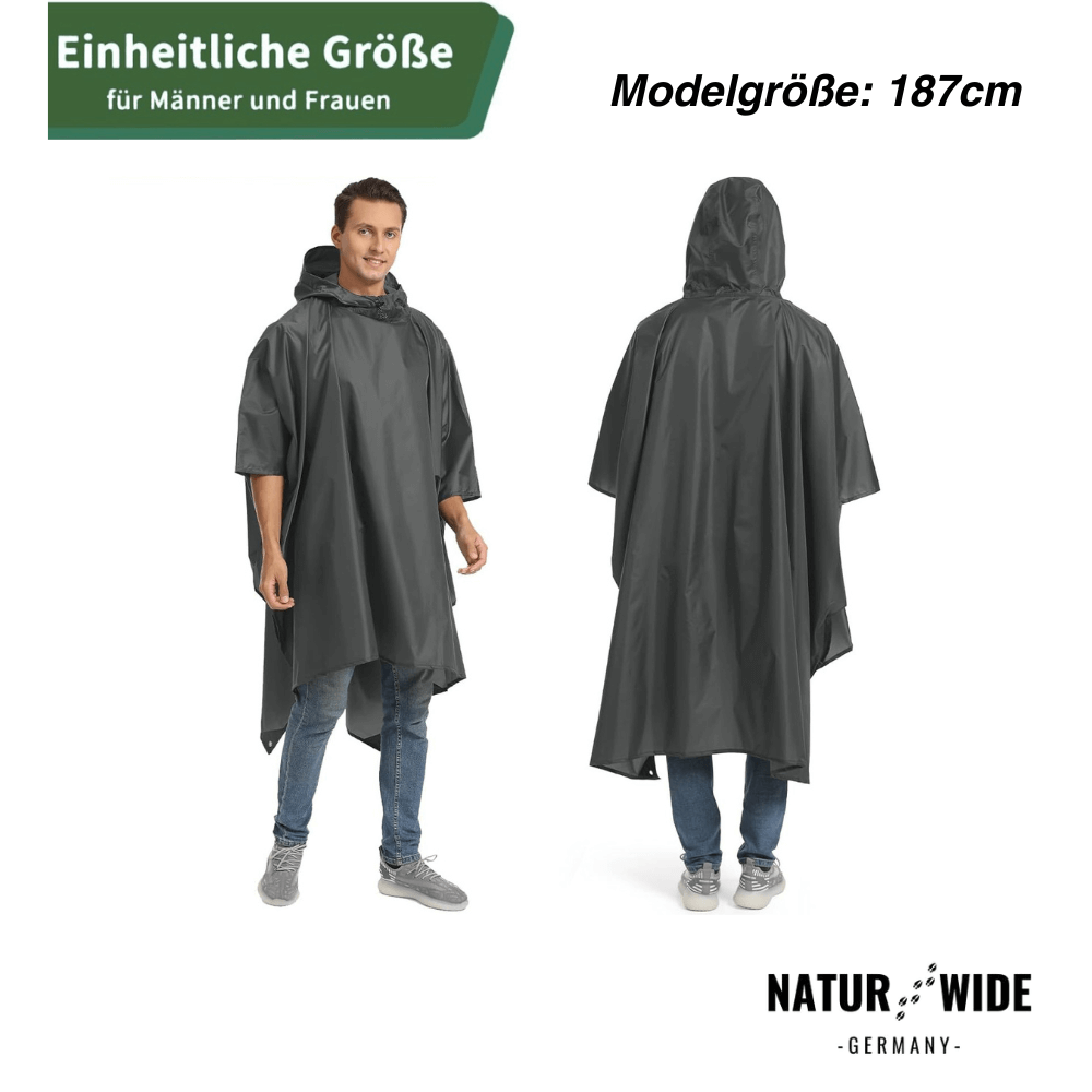 Regenponcho Damen 3 in 1 | Wasserdicht mit Kapuze und Ärmeln | Einheitsgröße in Dunkelblau, Waldgrün oder Schwarz 12