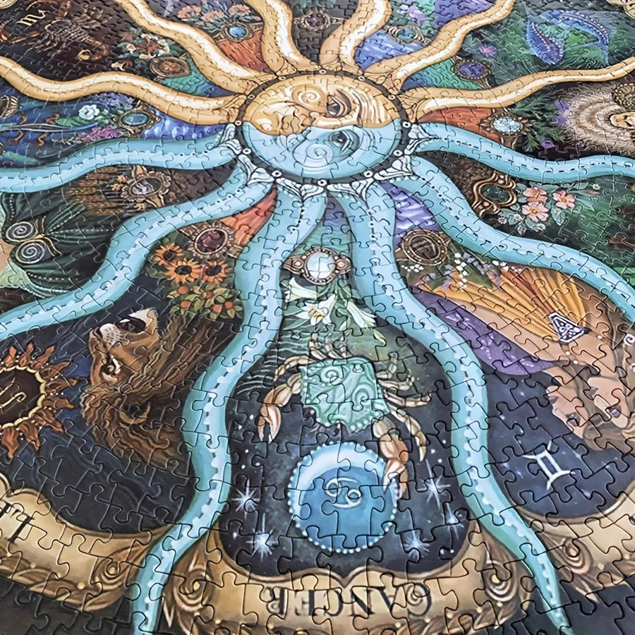 Astrologie-Puzzle Rund 1000 Teile | Sternbilder & Mystische Symbole | Dekoratives Wandbild nach dem Zusammensetzen 3