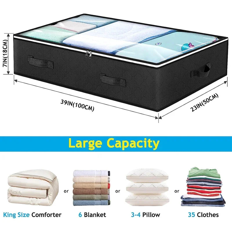 Förvaringspåsar för under sängen | Platsbesparande hopfällbar | Transparent lock | SpaceNest