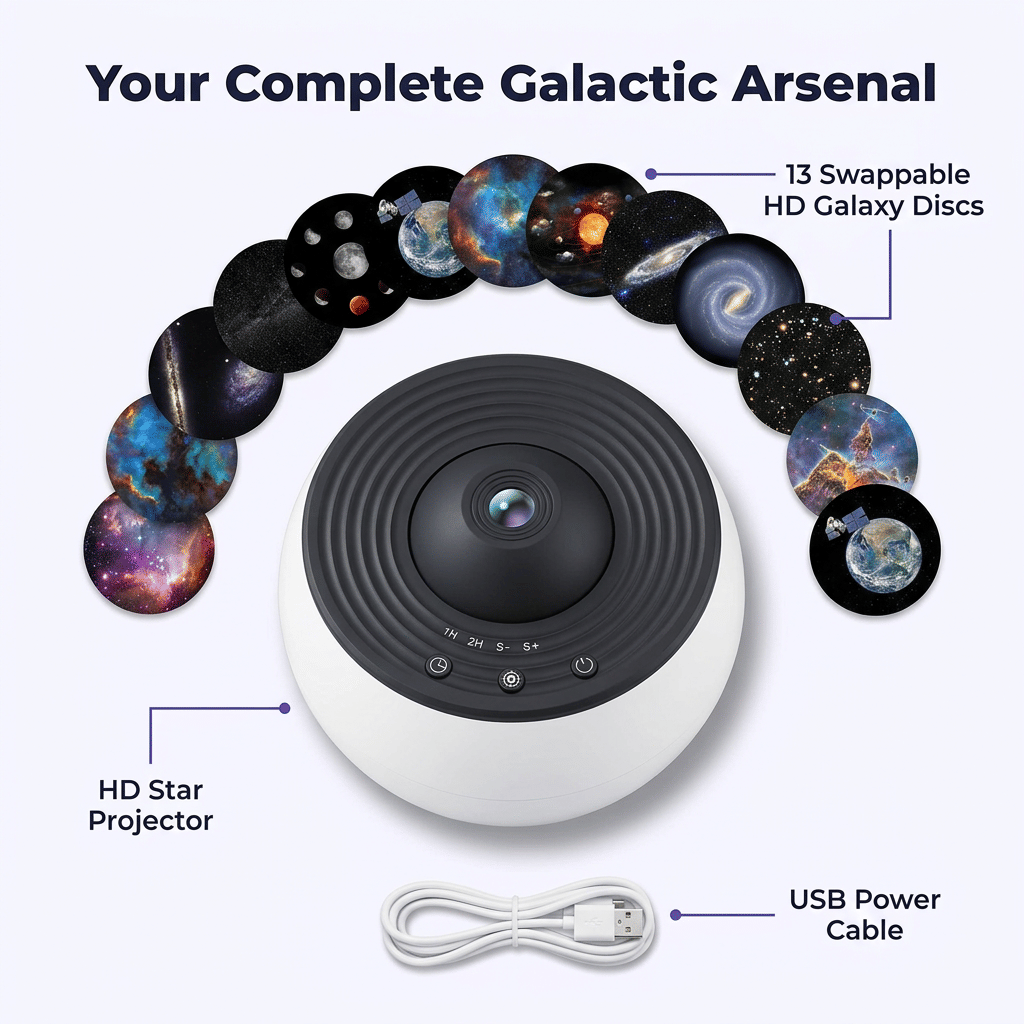 Galaxie Projektor Sternenhimmel | 13 HD Kosmos-Projektionen mit einstellbarem Fokus | Flüsterleiser Betrieb für ruhigen Schlaf 5