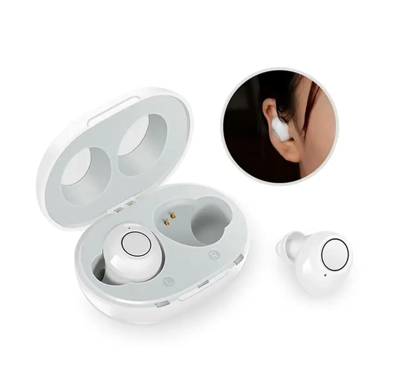 Bezprzewodowe urządzenie wspomagające słyszenie | Bluetooth i sterowanie za pomocą aplikacji | Ładowalne urządzenie dokanałowe | ClearTone
