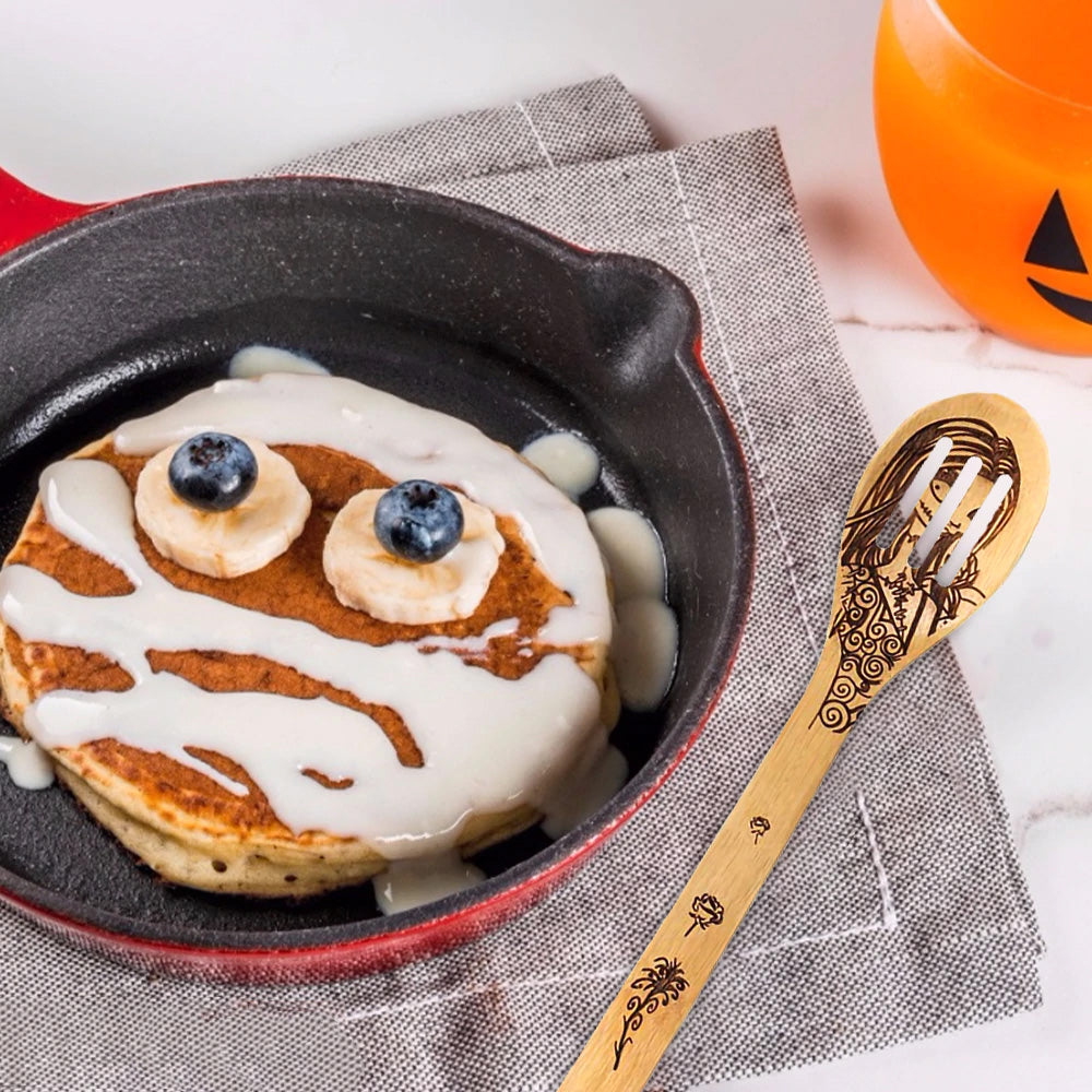 Halloween Kochlöffel Set 5-teilig | Löffel, Spatel & Wender aus Bambus | BPA-frei & lebensmittelecht für die Küche 2