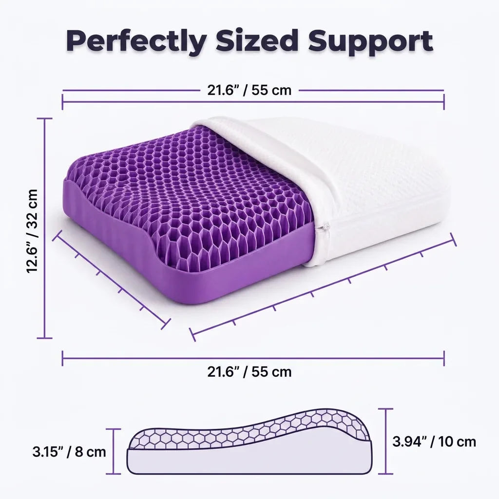 Ergonomisches Kühlkissen mit TPE-Gitter | Offene Wabenstruktur für konstante Luftzirkulation | Druckentlastung für Nacken & Kopf 4