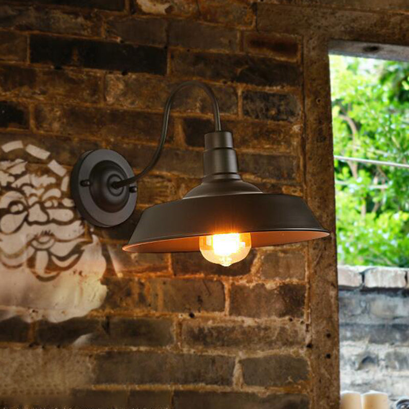 Wandlampe Metall Gänsehals-Arm | Industrielles Scheunen-Design mit Metallschirm | Für Nachttisch und Flur geeignet 1