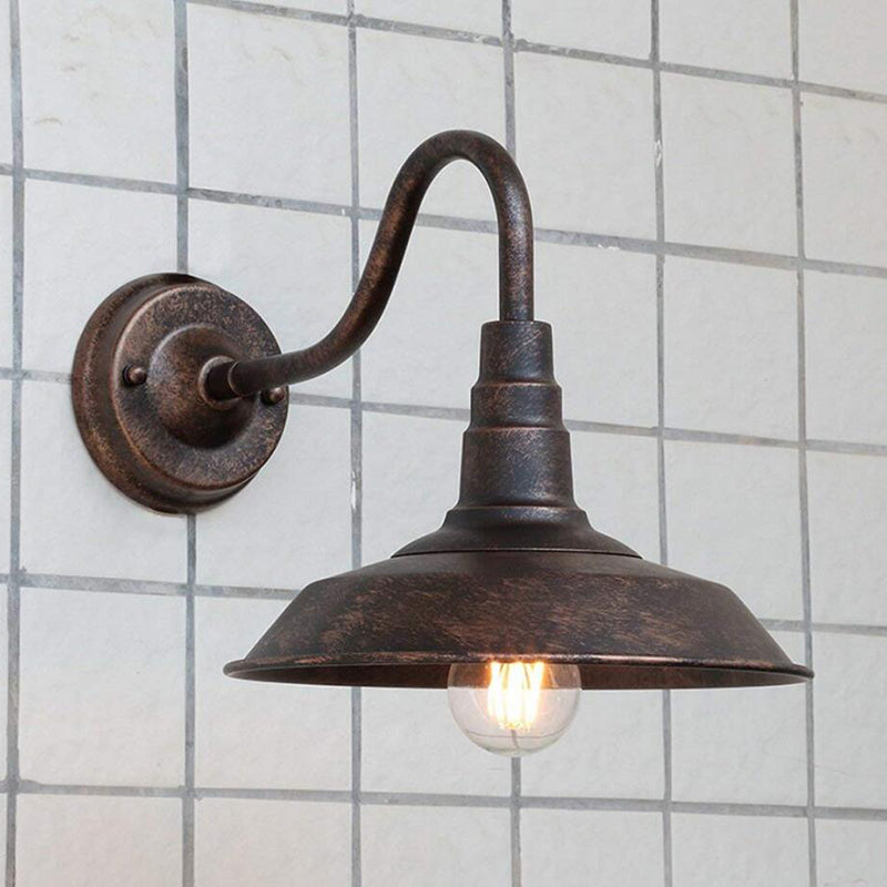 Wandlampe Metall Gänsehals-Arm | Industrielles Scheunen-Design mit Metallschirm | Für Nachttisch und Flur geeignet 4