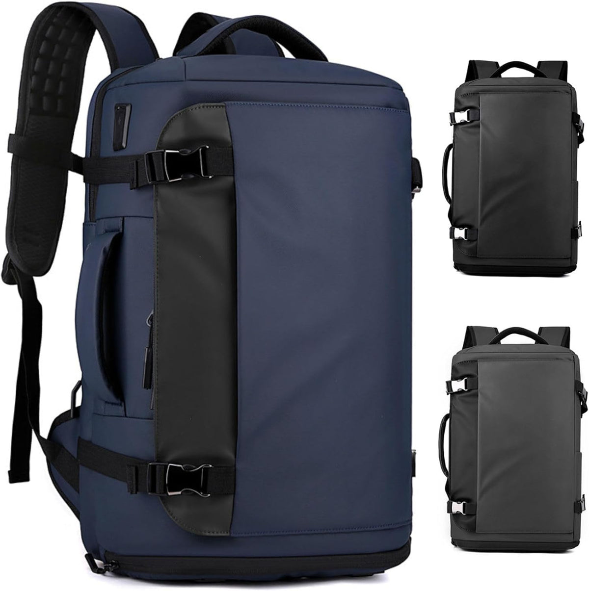 Wasserdichter Laptop-Rucksack 15,6 Zoll mit 270°-Seitenöffnung | Schwarz, Blau, Grau | USB-C-Anschluss, diebstahlsicher 2