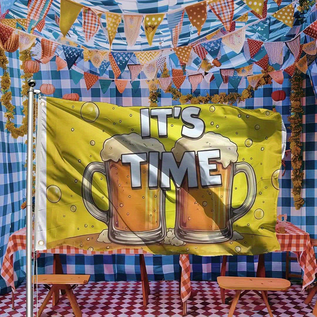Oktoberfest Deko-Flagge mit Bierkrug-Motiv | Großformat 150 x 90 cm | Wetterfest aus robustem Polyester, mit Ösen 10