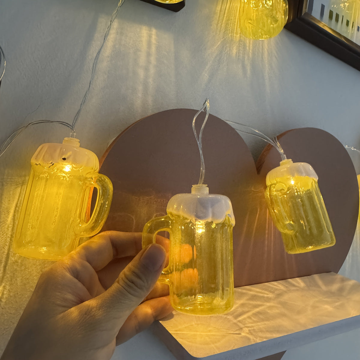 Bierkrug Lichterkette Oktoberfest | 2er Set mit je 10 warmweißen LEDs | Batteriebetrieben, für innen und außen geeignet 7