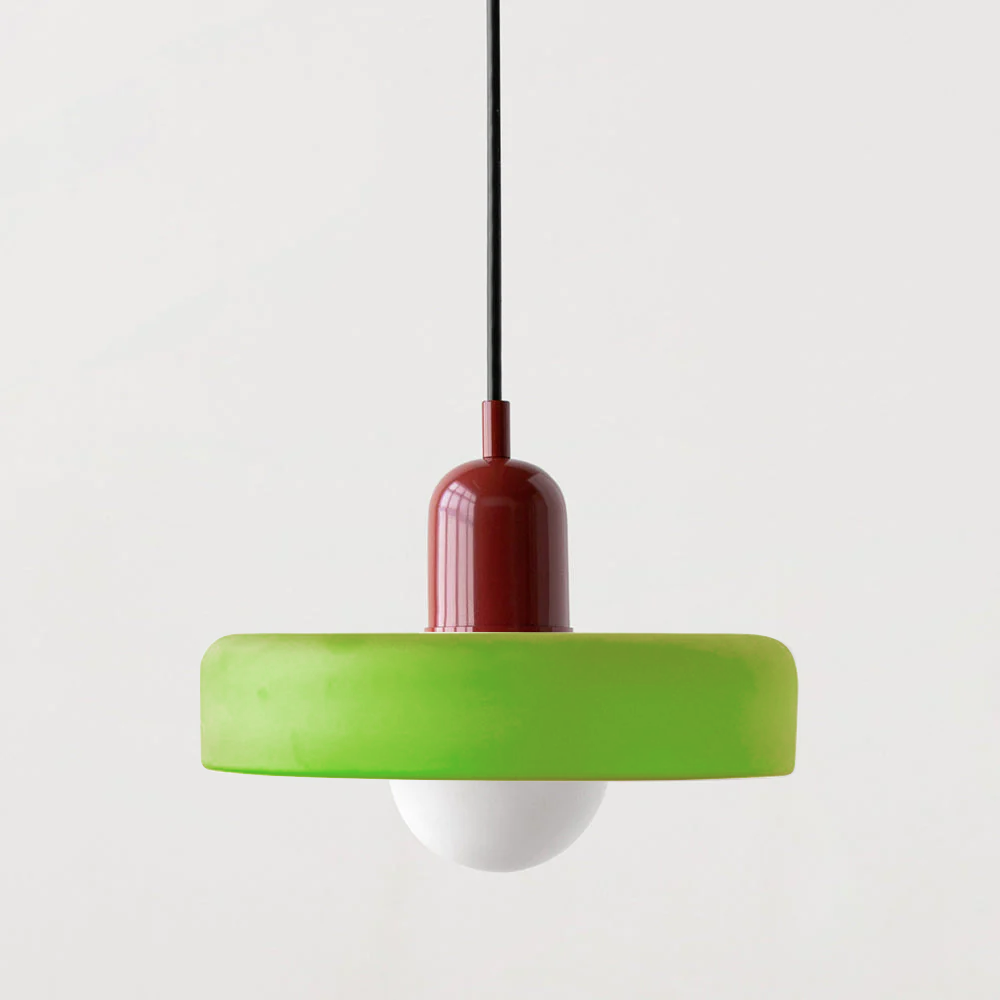 Glas-Pendelleuchte Bauhaus-Stil | Rundes Buntglas mit verstellbarer Hängehöhe | Ideal für Wohnzimmer, Küche und Flur 50