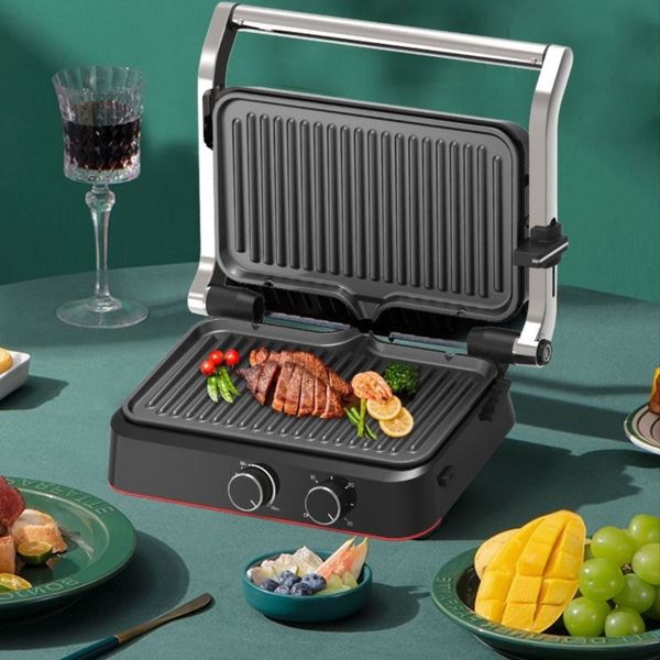 Gaufrier et appareil à griller 2-en-1 1500W | Plaques de cuisson rotatives à 180°, revêtement antiadhésif | Double réglage de la température