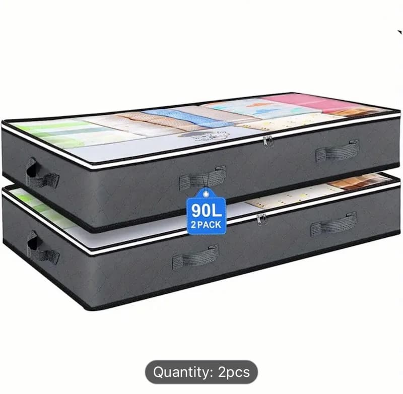 Förvaringspåsar för under sängen | Platsbesparande hopfällbar | Transparent lock | SpaceNest