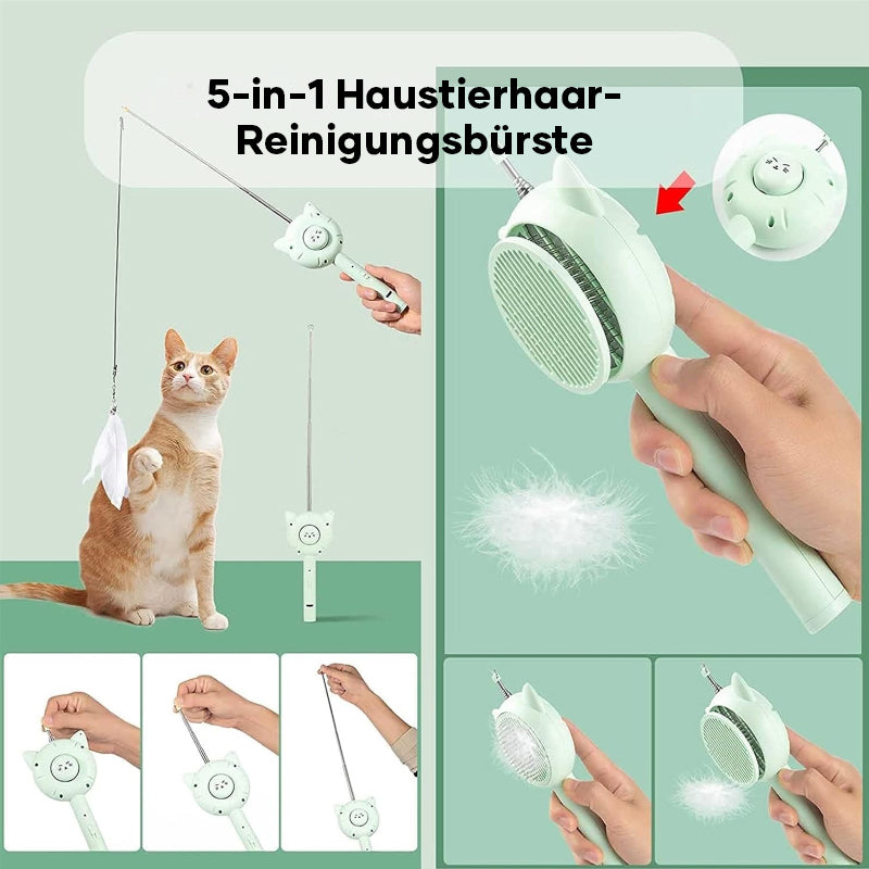 Selbstreinigende Katzenbürste 2-in-1 | Mit Teleskop-Angelrute & Lichtzeiger | Erkennt Flecken, Zecken und Urin per Beleuchtung 11