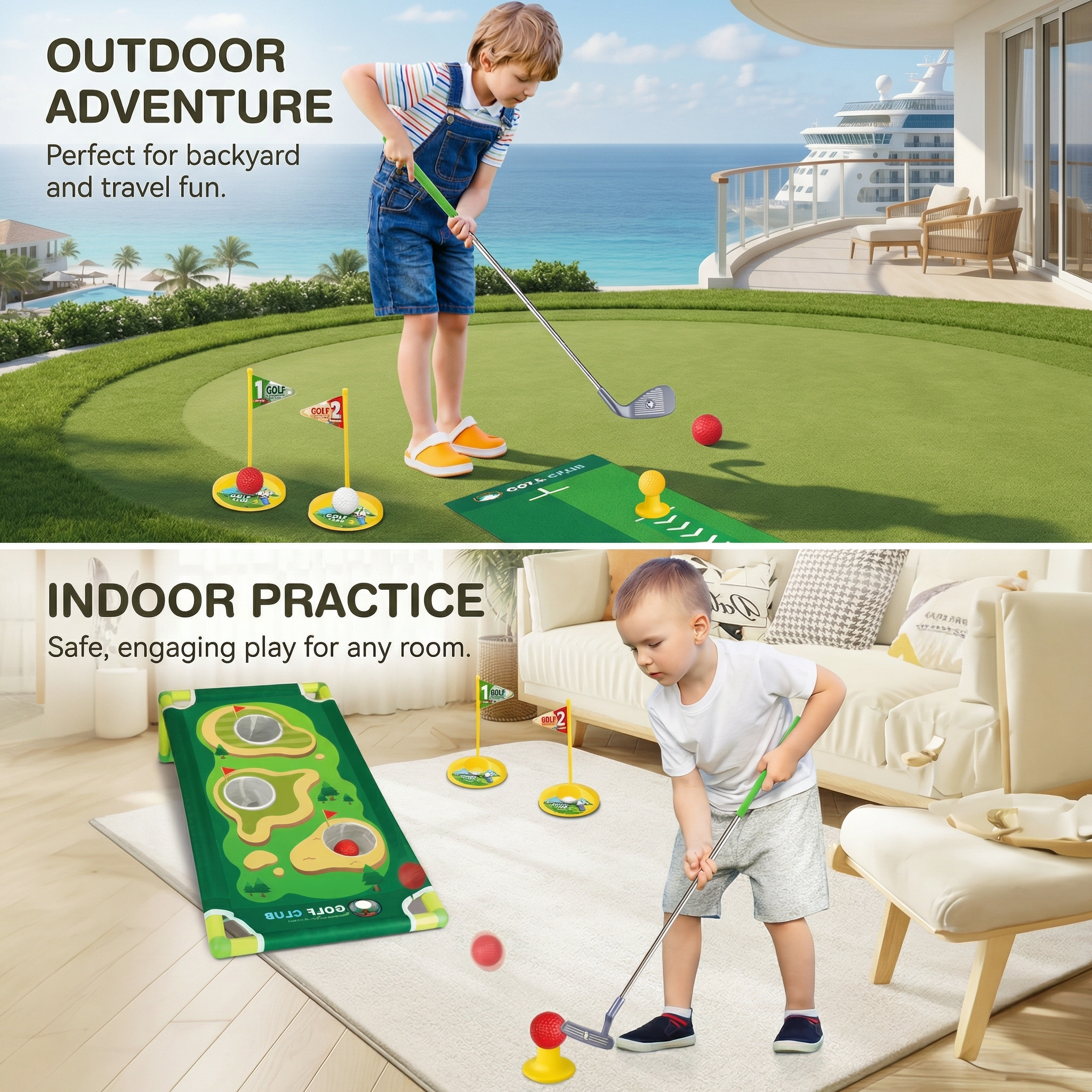 Přenosný trénink mini golfu | Sada puttingové podložky | Vnitřní i venkovní použití | Fairwayfix