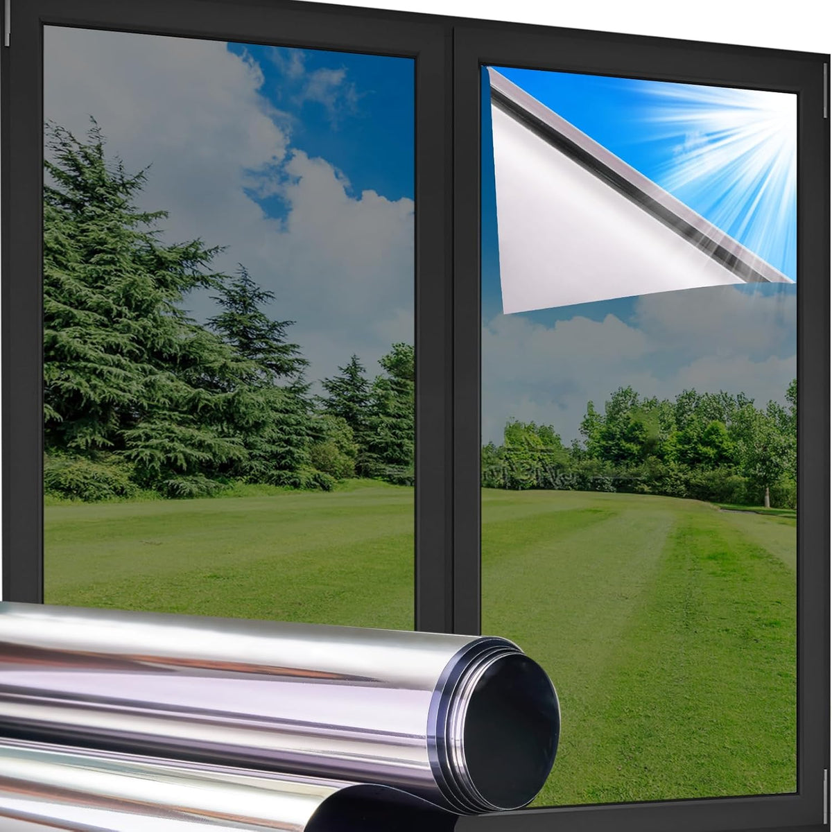 Selbstklebende Spiegelfolie | Sichtschutz | Reflektierend, Hitzemindernd | MirrorShield