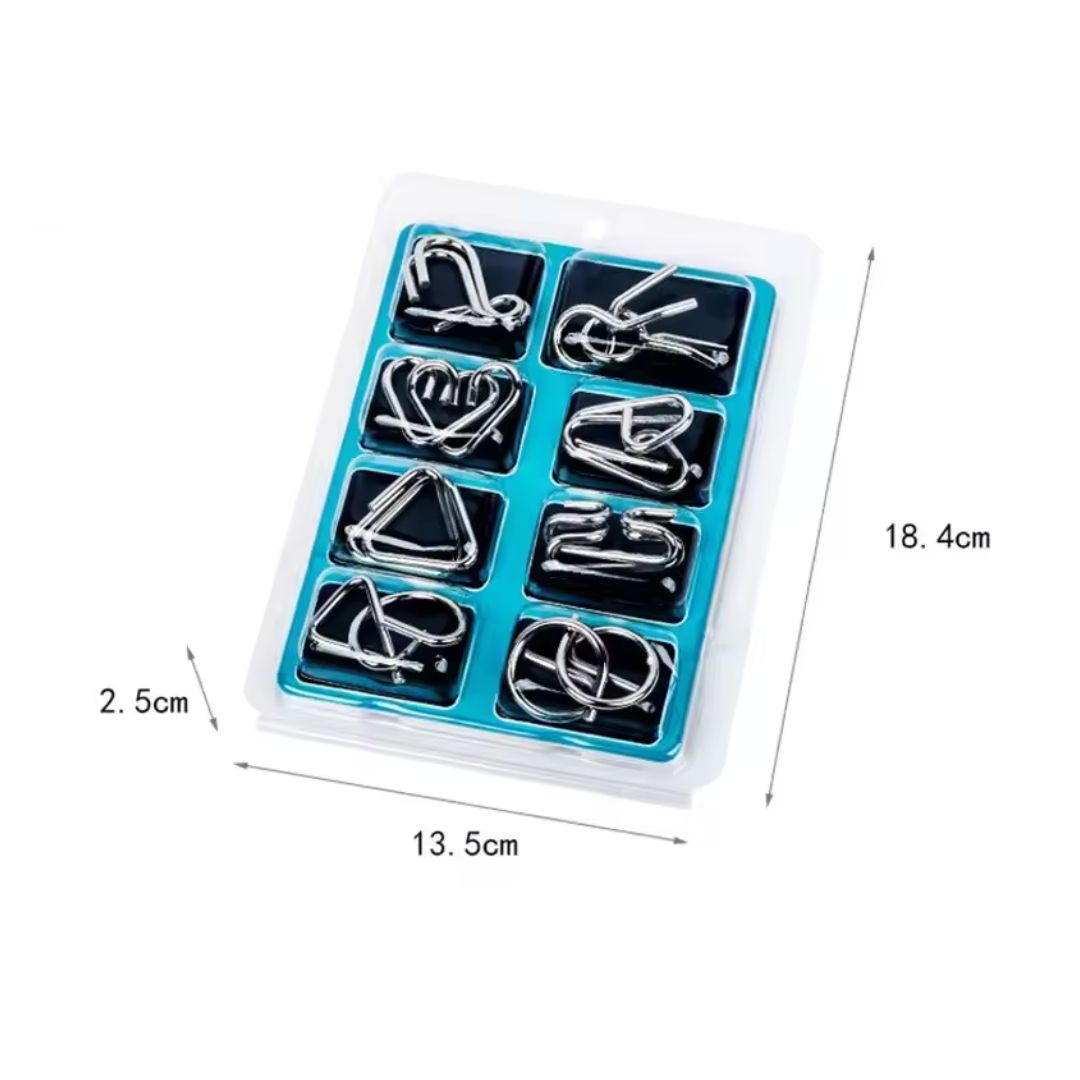 Metallpuzzle Denksport für Kinder | Fördert Logisches Denken & Geduld | Blau, Gelb, Rosa, 3er Set, ab 5 Jahren 6