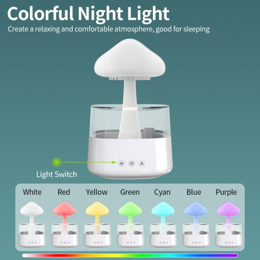 Regenwolken-Luftbefeuchter mit Nachtlicht | Aromatherapie-Diffusor mit Tropfeneffekt | Befeuchtet und reinigt leise die Luft 7