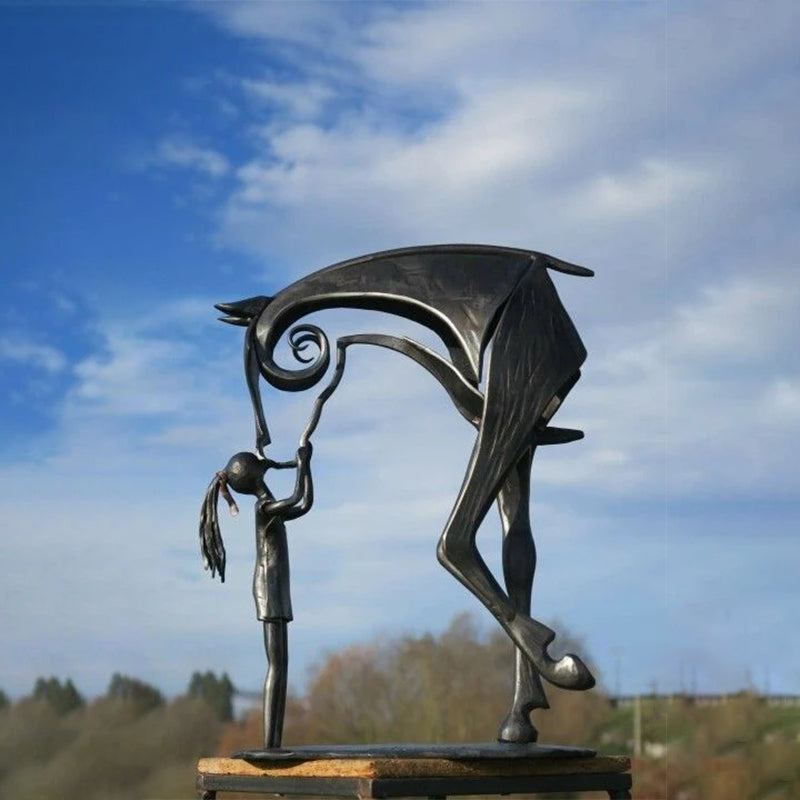 Kovová socha koně | Ručně vyrobená do zahrady | Ochrana proti korozi | Sculpterra