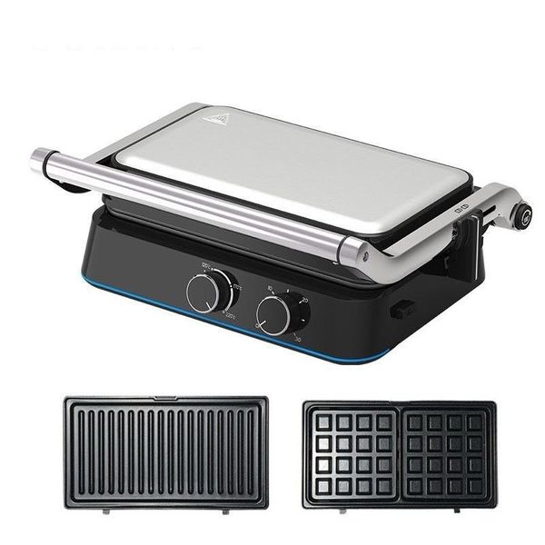 Gaufrier et appareil à griller 2-en-1 1500W | Plaques de cuisson rotatives à 180°, revêtement antiadhésif | Double réglage de la température