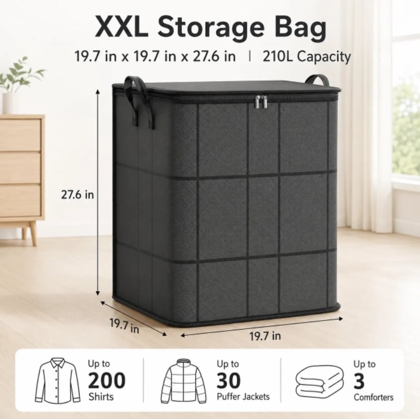 Prostorná stěhovací taška z látky | se zipem a držadly | na ložní prádlo, oblečení | StoreMax