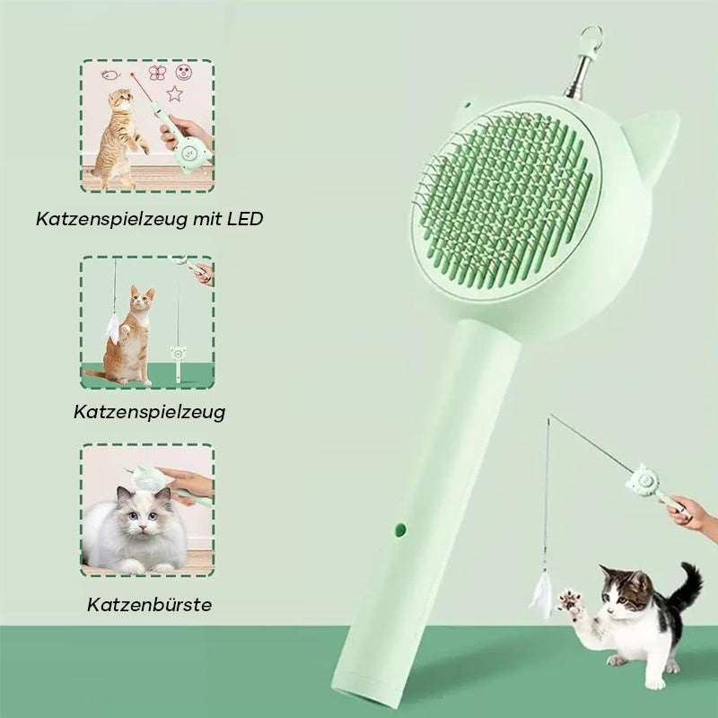 Selbstreinigende Katzenbürste 2-in-1 | Mit Teleskop-Angelrute & Lichtzeiger | Erkennt Flecken, Zecken und Urin per Beleuchtung 13