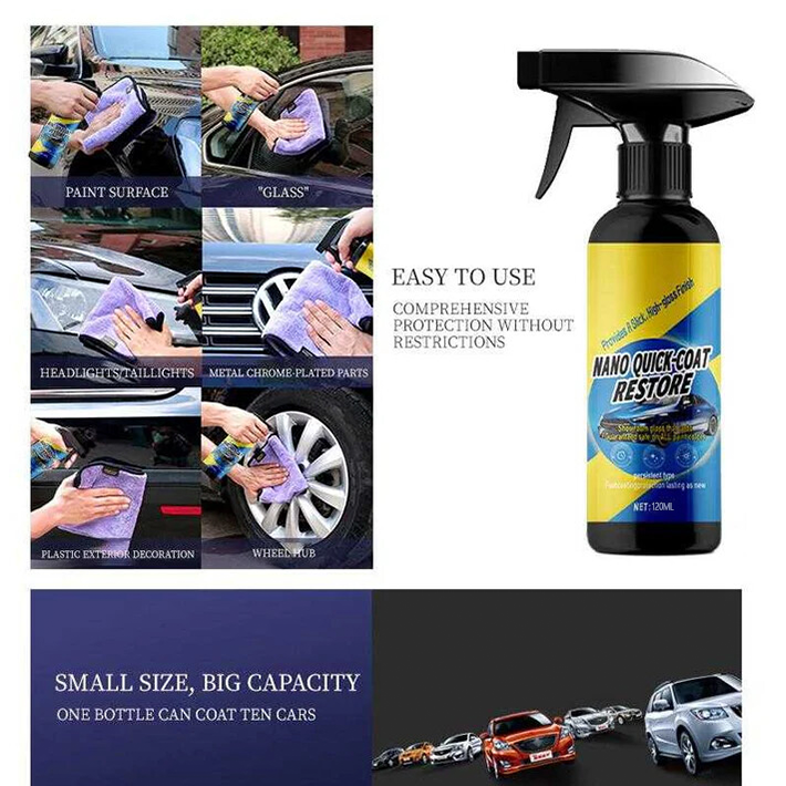 Auto Nano rychloschnoucí ochranný sprej | Čistí, leskne a chrání lak | Použitelný na mokro i na sucho | QuickCoat