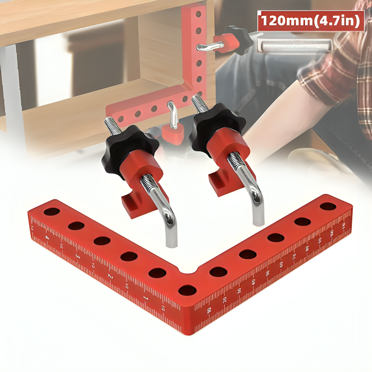 90-Grad-Positionierungsklemme mit ±0,0255° Präzision, eloxiertes Aluminium 120 mm | 2er-Set mit 4 Haken | Ohne Verrutschen 1