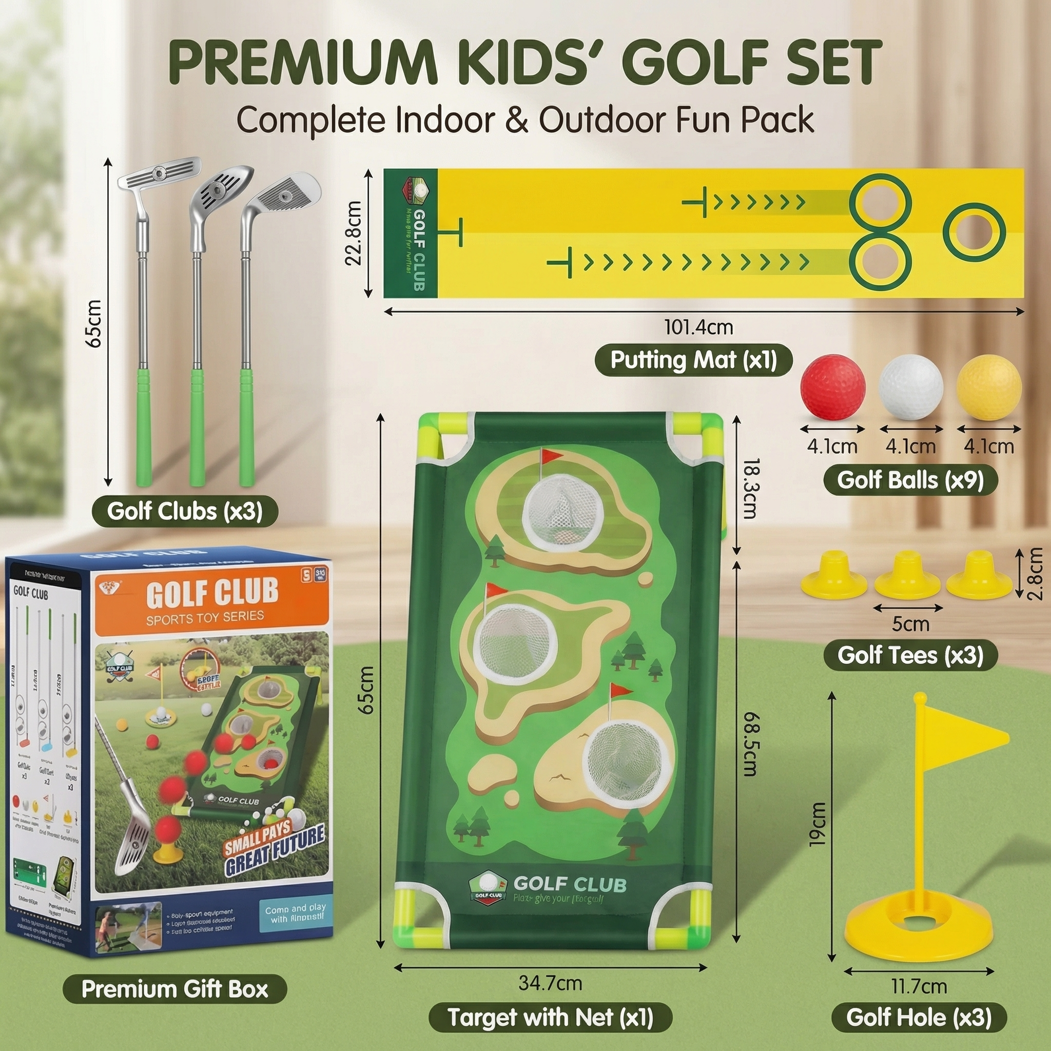 Přenosný trénink mini golfu | Sada puttingové podložky | Vnitřní i venkovní použití | Fairwayfix