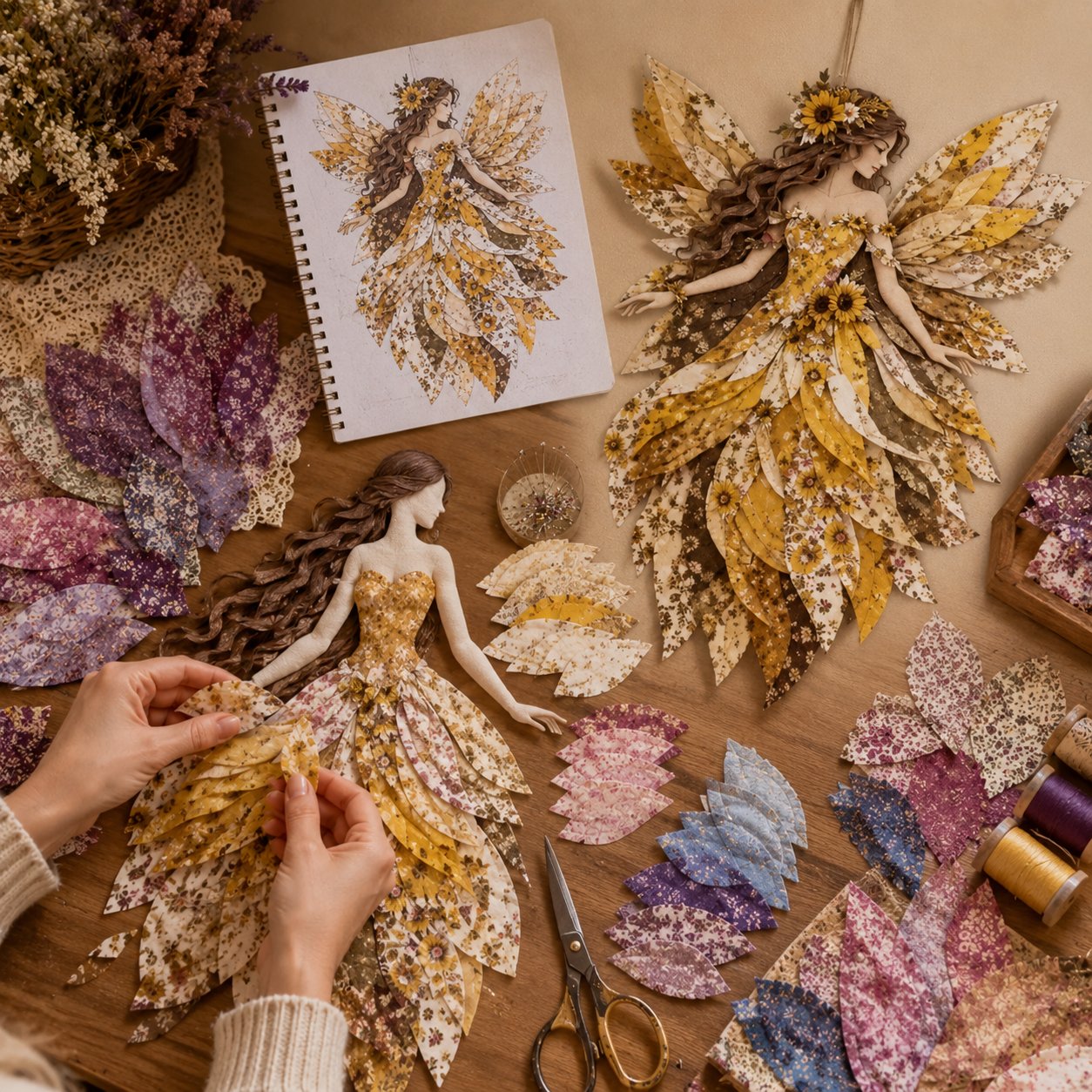 Sada Feen Patchwork DIY | Víla z květinových látek | Začátečnicky přátelská sada pro tvoření | PatchBloom
