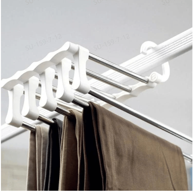5-in-1 Hosenbügel Organizer aus Edelstahl | Faltbar für 5 Hosen | Platzsparende, knitterfreie Aufbewahrung im Kleiderschrank 9