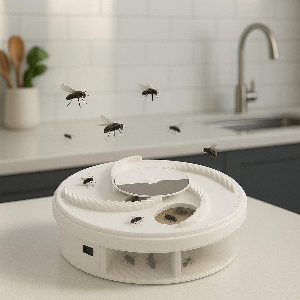 Elektrische Fliegenfalle aus Kunststoff, 23 x 7,5 cm | USB-Akku, 10 Stunden Laufzeit | Ohne Chemikalien, geräuschlos 1